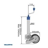 Auto fold tugiratas Ø60 mm Metallvelg Solid kumm ratas 200x60 mm. Sup.