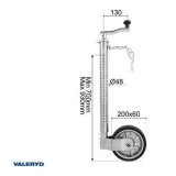 Tugiratas SS Ø48 mm Metallvelg. Solid kumm ratas 200x60 mm. Toetuskoor