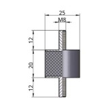 Kummipuhver D 24, H 20, 2 x M8, SC 3/4/R | HL Autoosad