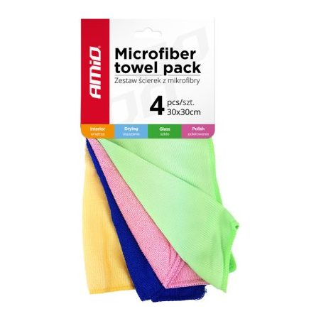 AMiO mikrofiiber puhastuslapid, 4 tk, 30 x 30 cm | HL Autoosad