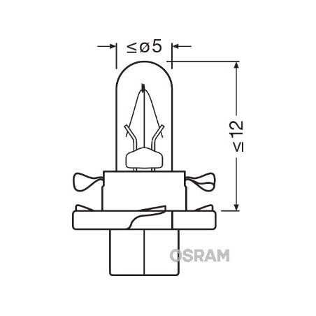 Osram 12 V 1,2 W BX8.4D must karbis | HL Autoosad