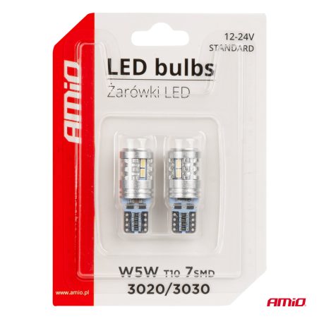 AMiO LED CANbus T10 W5W 6 x 3020 1 x 3030SMD valge | HL Autoosad