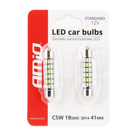 AMiO LED pirnid, 2 tk, 18SMD, C5W, 41 mm, 12 V | HL Autoosad