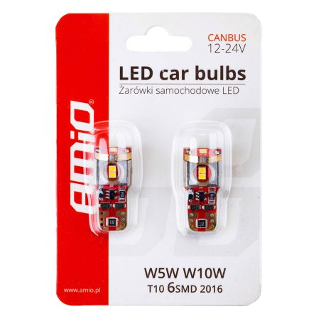 AMiO LED pirnid, 2 tk, CANbus, 6 SMD, T10, 12/24 | HL Autoosad