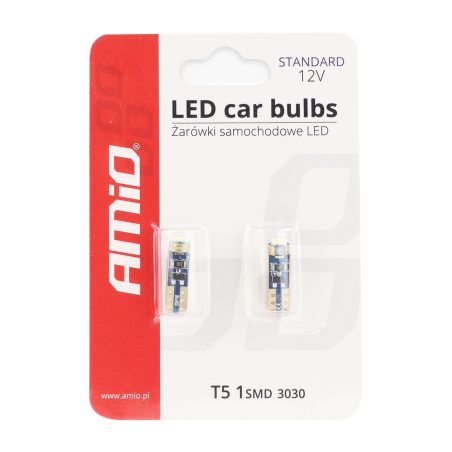 AMiO LED pirnid, 2 tk, T5, 1SMD, 12 V, valge | HL Autoosad