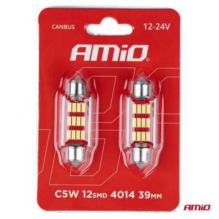 AMiO LED pirnid, 2 tk, CANbus 12smd 39 x 12 mm | HL Autoosad