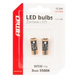 AMiO LED pirnid, 2 tk 3SMD W5W T10 3838 12/24 V | HL Autoosad