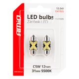 AMiO LED pirnid, 2 tk 12SMD C5W 2016 x 31 mm 12/24 | HL Autoosad