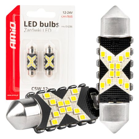 AMiO LED pirnid, 2 tk 12SMD C5W 2016 36 mm 12/24 | HL Autoosad