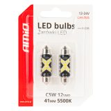 AMiO LED pirnid, 2 tk 12SMD C5W 2016 x 41 mm 12/24 | HL Autoosad