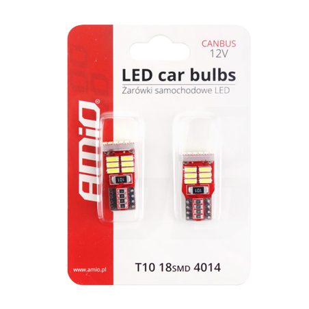 AMiO LED pirnid, 2 tk 18SMD T10e W5W 12 V valge | HL Autoosad