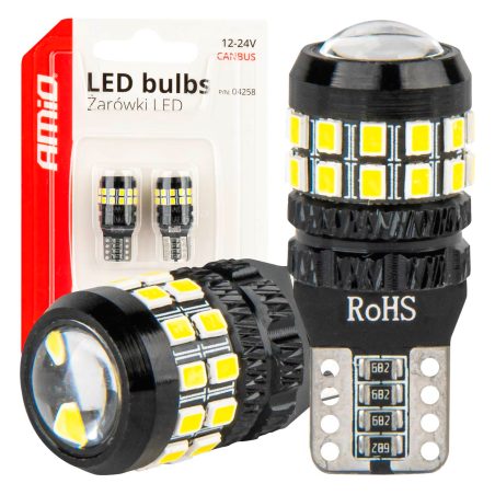 AMiO LED pirnid, 2 tk 27SMD W5W T10 2016 12/24 V | HL Autoosad