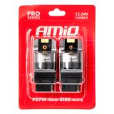 AMiO LED pirnid, 2 tk CANbus P27W 4 x 3030 SMD valge | HL Autoosad