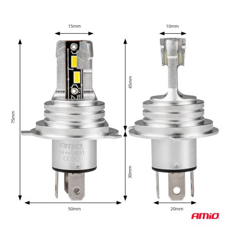 AMiO LED pirnid, 2 tk h-mini H4/H19 LED 12-24 W | HL Autoosad