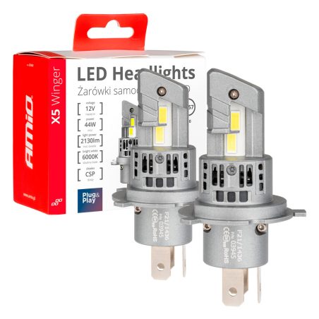 AMiO LED pirnid, 2 tk H4 LED esituled 6000K 44 | HL Autoosad