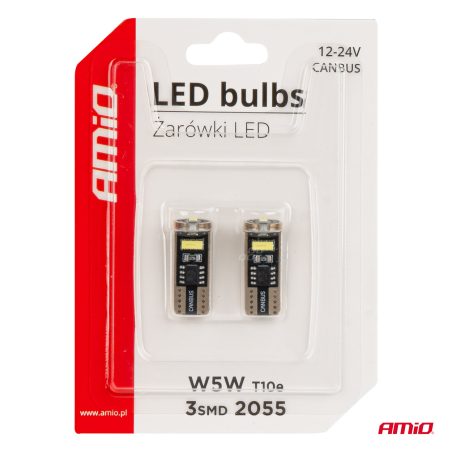 AMiO LED pirnid CANbus T10e W5W 3 x 2055 SMD valge | HL Autoosad