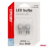 AMiO LED pirnid T10 W5W 2 x 3020 SMD 12/24 V valge | HL Autoosad
