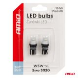AMiO LED pirnid T10 W5W 2 x 3020 SMD 12/24 V valge | HL Autoosad