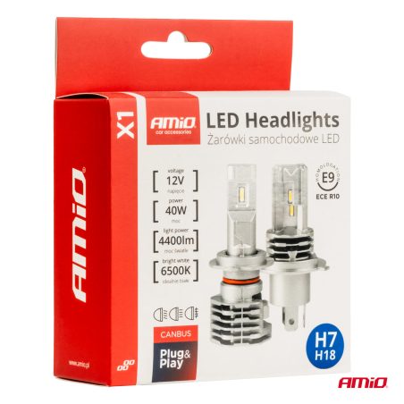 AMiO LED X1 seeria H7, 2 tk, 4400 lm, E markeering | HL Autoosad