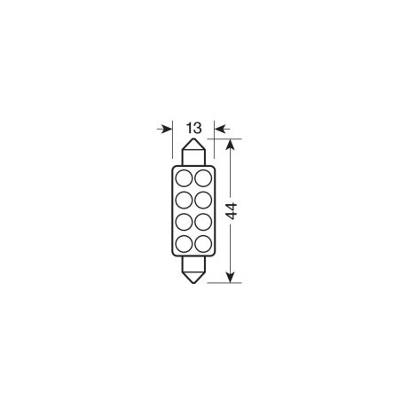 Lampa pirn 8 LED-i, SV8,5 10 x 44 mm, valge | HL Autoosad
