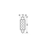 Lampa pirn 8 LED-i, SV8,5 10 x 44 mm, valge | HL Autoosad