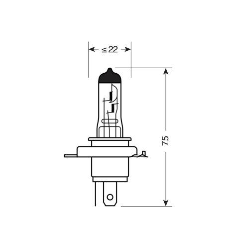 Lampa pirn halogen, 2 tk Blue + 50% H4 75/70 W P43t | HL Autoosad