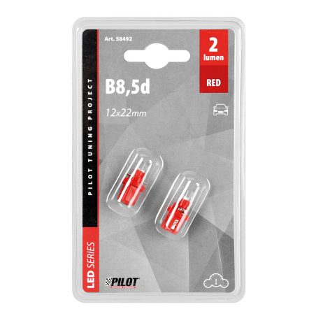 Lampa pirnid, 2 tk, 1 LED, B8,5D punane | HL Autoosad