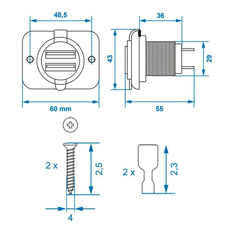 ProPlus 2xUSB pistik raamiga, süvistatav 3,1 A 12/24 V | HL Autoosad