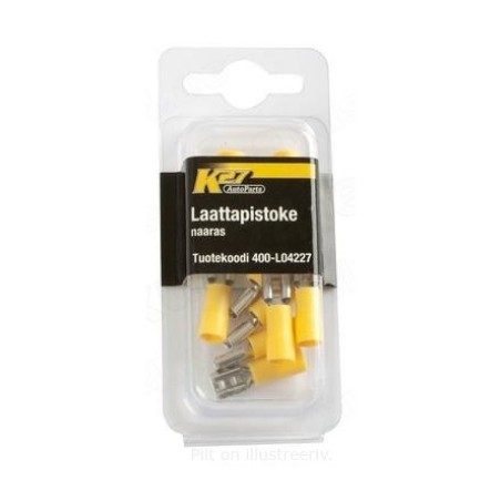 Juhtmeotsik kollane 6,3 mm, 10 tk, emane | HL Autoosad