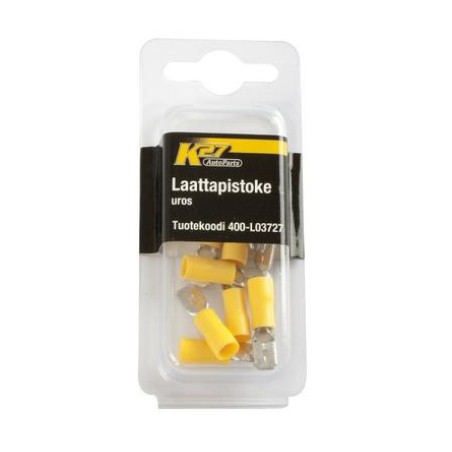 Juhtmeotsik kollane 6,3 mm, 10 tk, isane | HL Autoosad