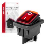AMiO lüliti ristkülik 12/24 V, 20 A, punane valgus | HL Autoosad
