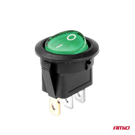 AMiO lüliti ümar 12/24 V, 20 A, ON/OFF, roheline valgus | HL Autoosad