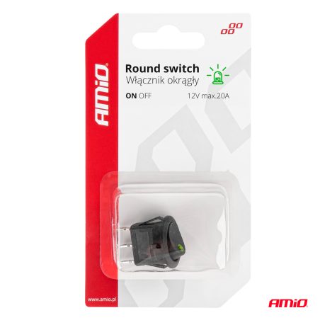 AMiO lüliti ümar 12 V 20 A roheline LED | HL Autoosad