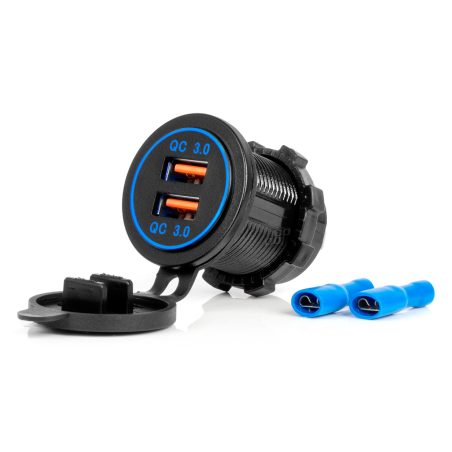 AMiO laadija 2xUSB sinine valgustus Quick 3.0 | HL Autoosad