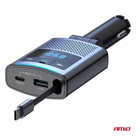 AMiO FM-transmitter 1 x USB-A, 1 x USB-C, 12/24 V | HL Autoosad