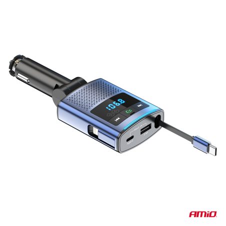 AMiO FM-transmitter 1 x USB-A, 1 x USB-C, 12/24 V | HL Autoosad