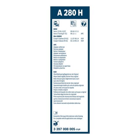 Bosch Aerotwin Rear A280H raamita tagaklaasi klaasipuhastaja 280 mm