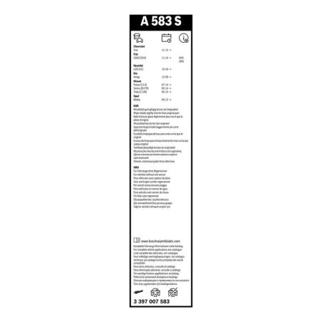 Bosch Aerotwin A583S raamita klaasipuhastajad 650/340 mm komplekt