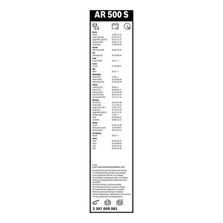 Bosch Aerotwin Retrofit AR500S raamita klaasipuhastajad 500/500 mm komplekt