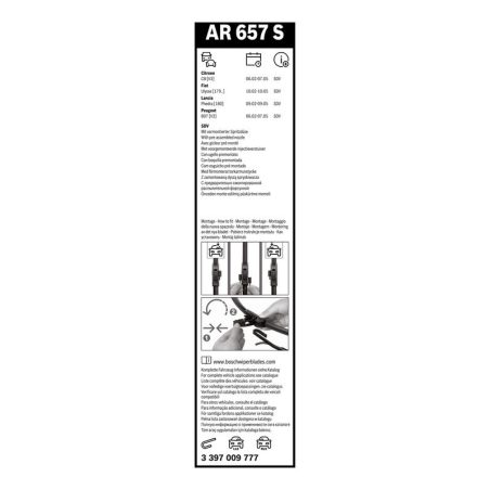 Bosch Aerotwin Retrofit AR657S raamita klaasipuhastajad 650/650 mm komplekt