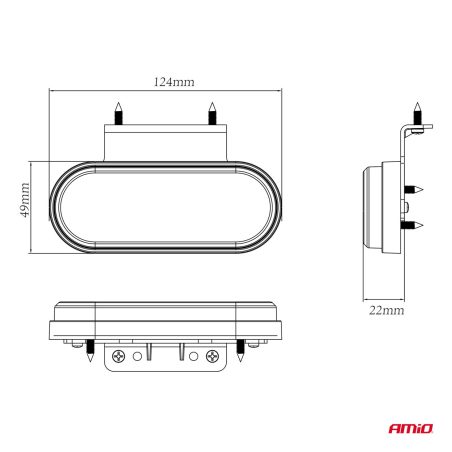 AMiO gabariidituli 10–30 V, LED, IP67, oranž, ovaalne | HL Autoosad