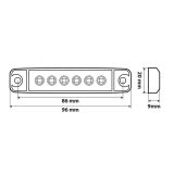 Lampa LED tuli 6 LED-i, 12/24 V, oranž, 96 x 20 x 9 mm | HL Autoosad