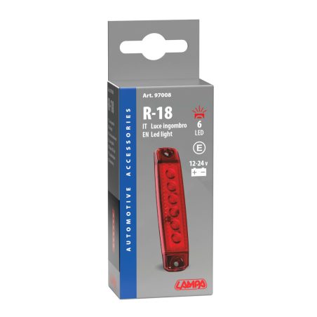Lampa LED tuli 6 LED-i, 12/24 V, punane, 96 x 20 x 9 mm | HL Autoosad