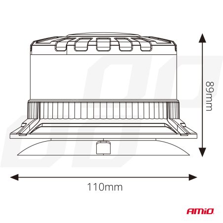 AMiO vilkur 16 LED-i 12/24 V oranž magnet | HL Autoosad