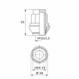 Rattamutter M12×1,5/35/19, kinnine, Ford OE | HL Autoosad