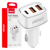 AMiO autolaadija 2 x USB-A ja USB-C, 32 W, 12/24 V | HL Autoosad