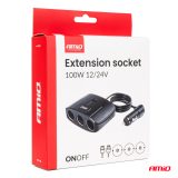 AMiO kolmikjagaja 2 x USB-A, ON/OFF, 100 W | HL Autoosad