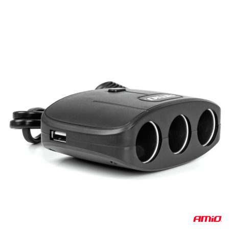 AMiO kolmikjagaja 2 x USB-A, ON/OFF, 100 W | HL Autoosad