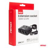 AMiO kolmikjagaja 2 x USB-A, ON/OFF, 100 W | HL Autoosad