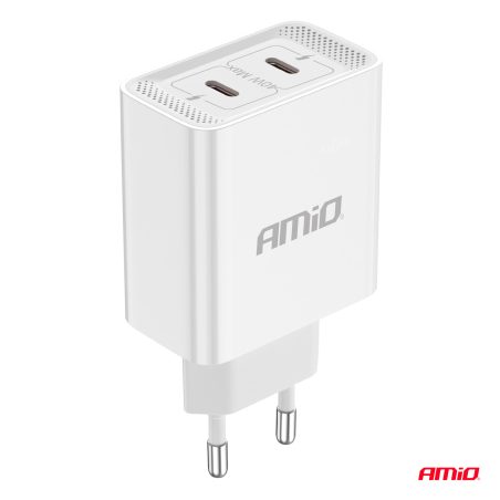 AMiO kiirlaadija 2 x USB-C, 40 W, 230 V | HL Autoosad